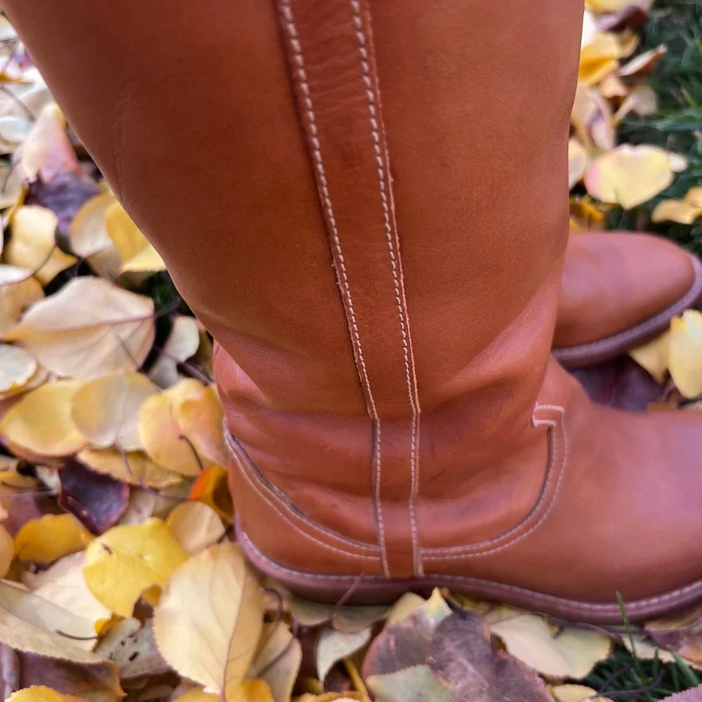 Re/Done‎ Brown Leather Thigh-High Boots Western